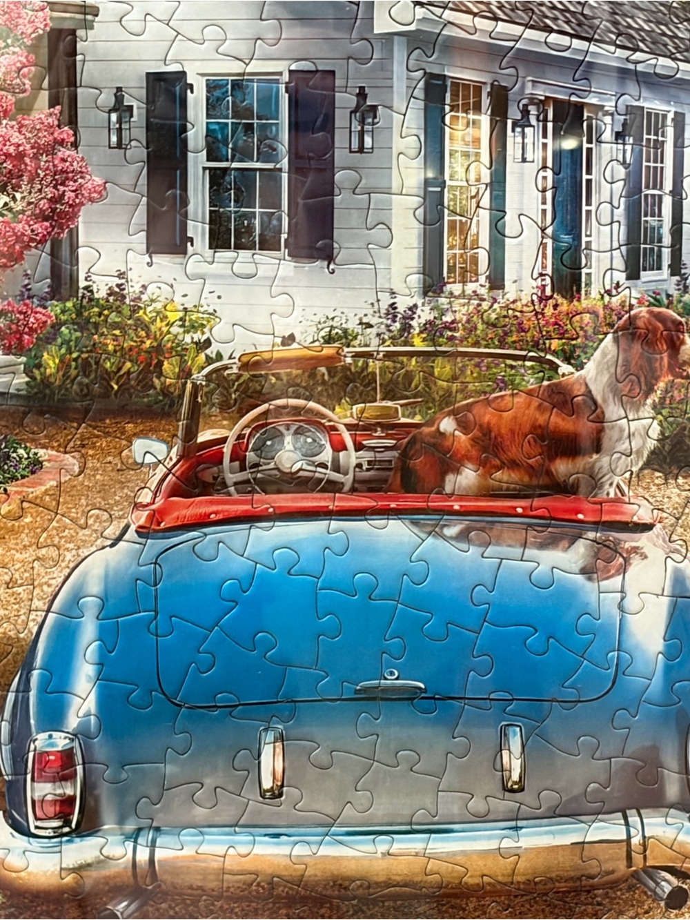 Scenic Lakeside Puzzle Art - Dogs by Cottage - Picture 2 of 7